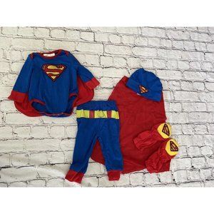 Vintage Superman Halloween Costume Infant Baby Newborn To 0 to 6 Months 5 Pieces